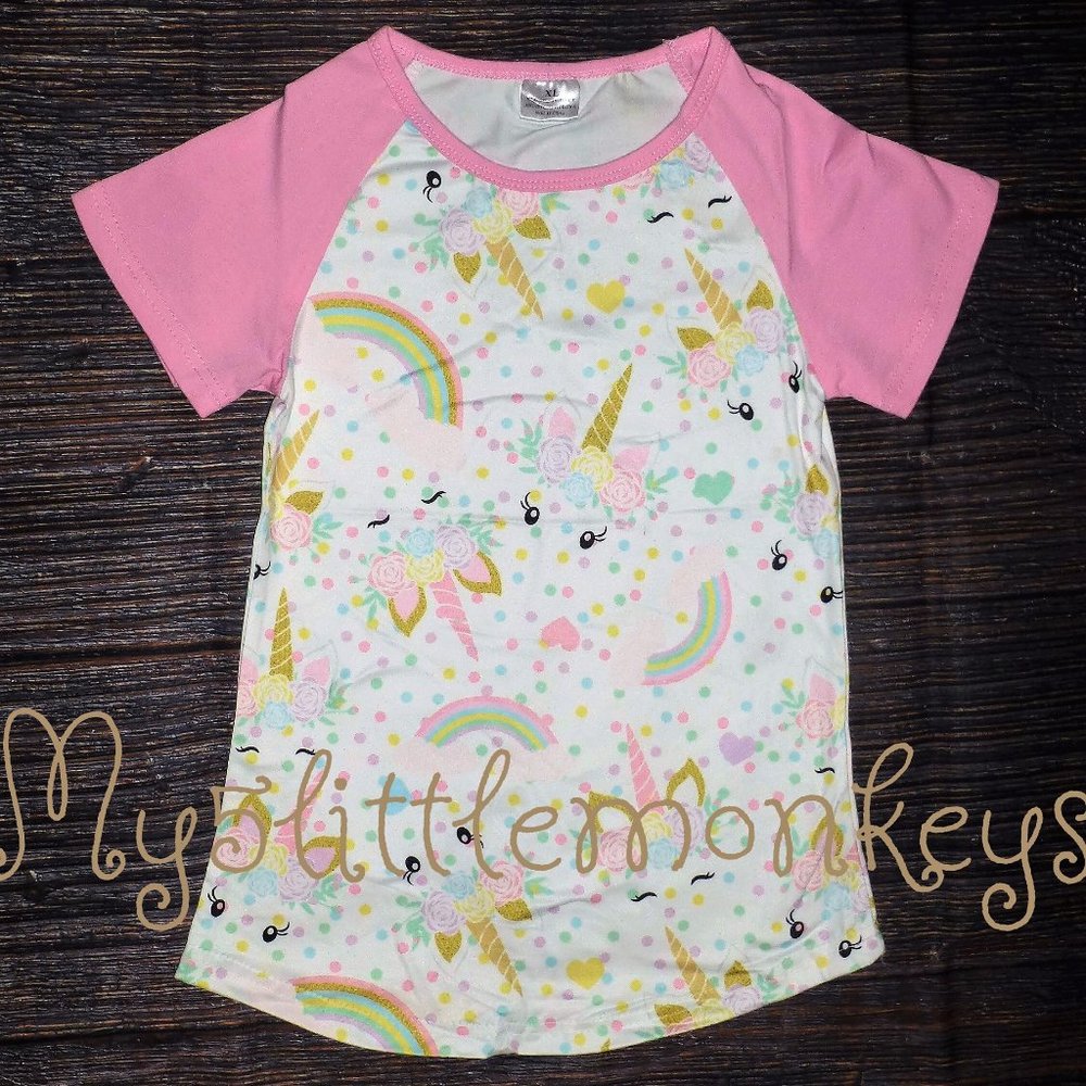 Unicorn Girls Short Sleeve Boutique Shirt
